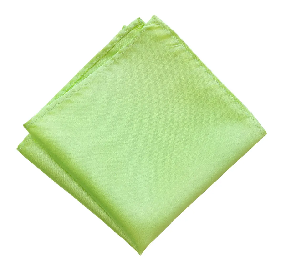 Apple Green Pocket Square. Light Green Solid Color Satin Finish, No Print 1