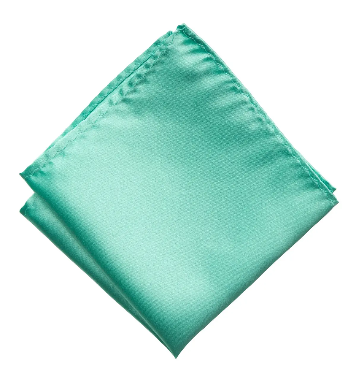 Aqua Blue Pocket Square. Blue-Green Solid Color Satin Finish, No Print 1