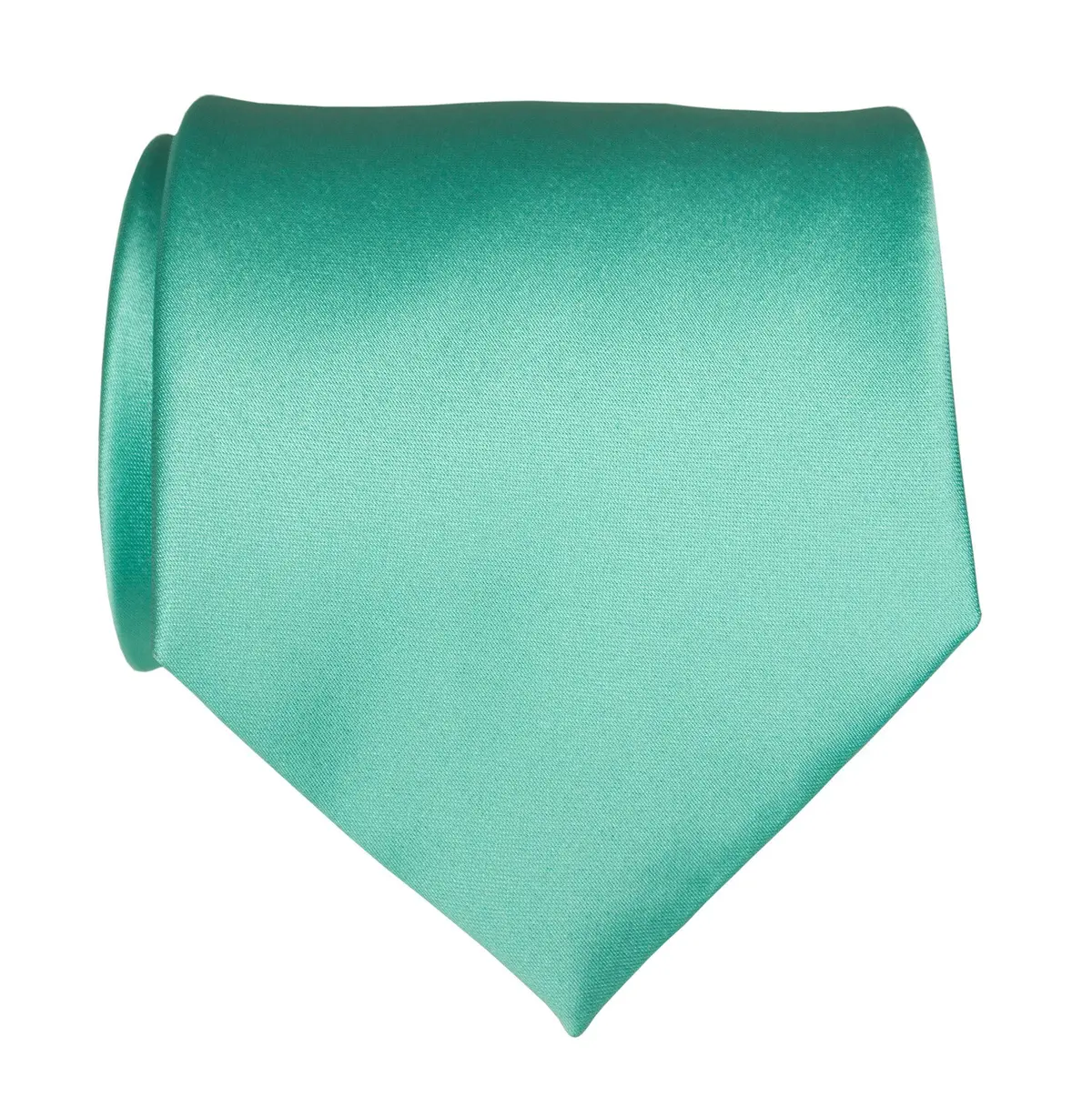 Aqua Blue Necktie. Blue-Green Solid Color Satin Finish Tie, No Print 1