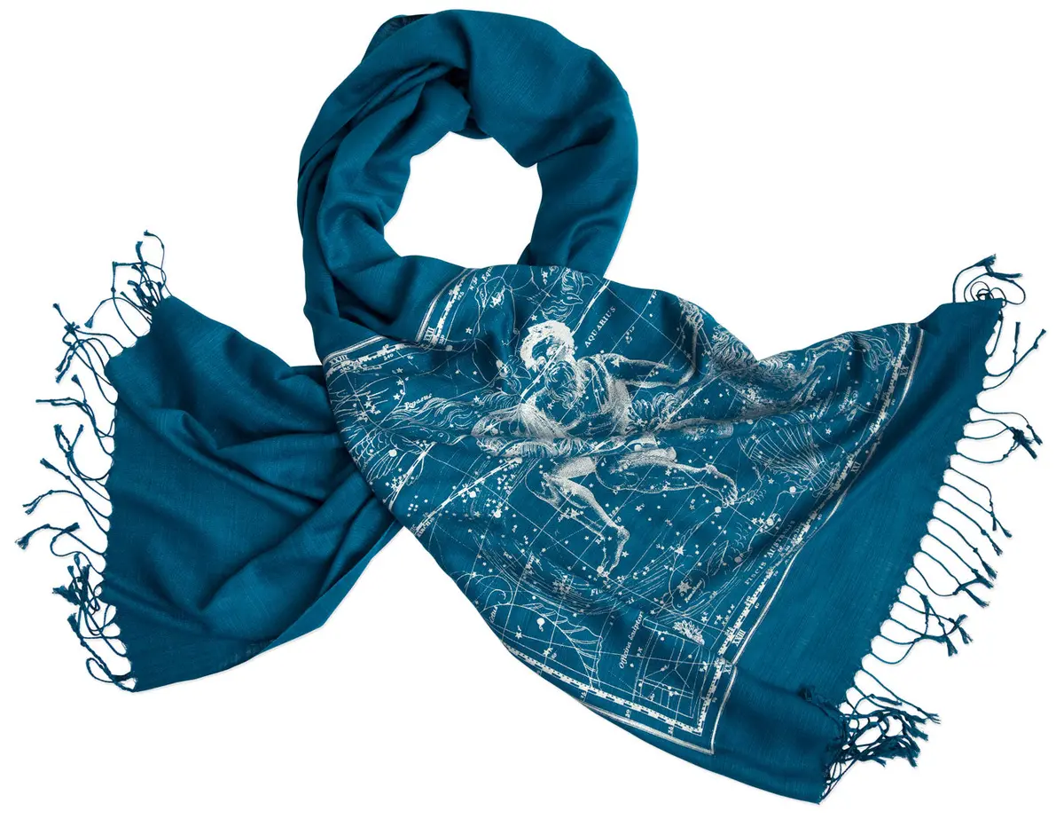 Aquarius & Capricorn Scarf, Zodiac Constellation Bamboo Pashmina 1