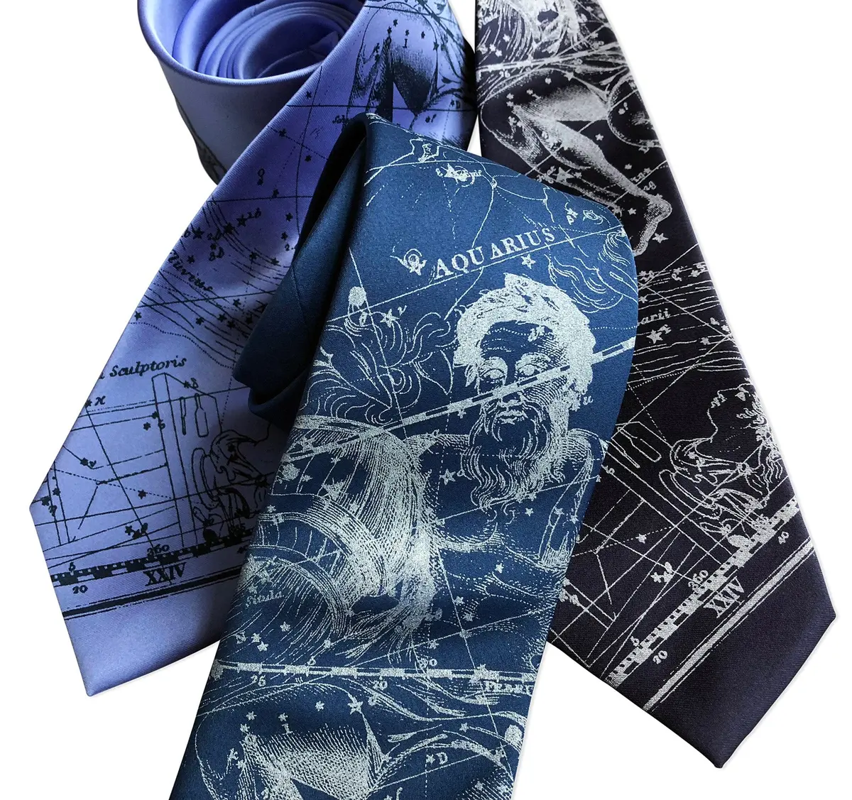 Aquarius Necktie, Zodiac Constellation Print Tie 1