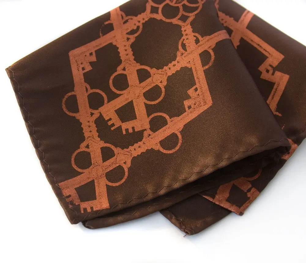 Skeleton Keys Pocket Square. Argyle Print Handkerchief 1