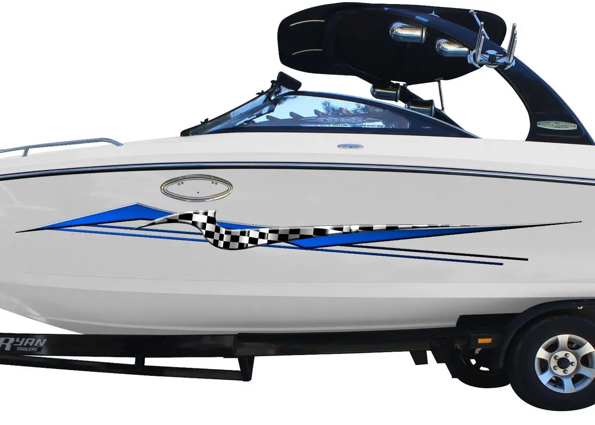 Astro Checkered Flag Boat Graphic Decals Kit 1