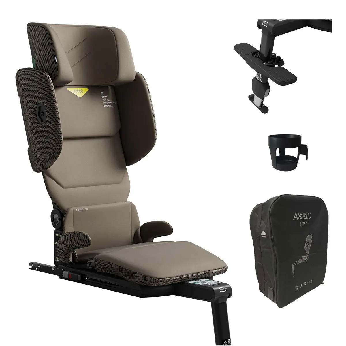 Axkid Up Highback Booster Seat & Accessories - Driftwood Beige 1