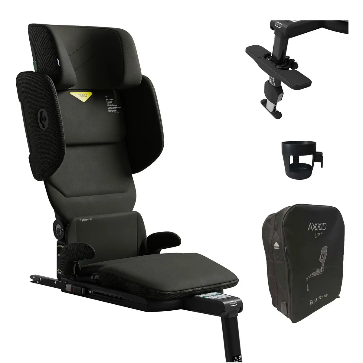 Axkid Up Highback Booster Seat & Accessories - Forest Moss Green 1