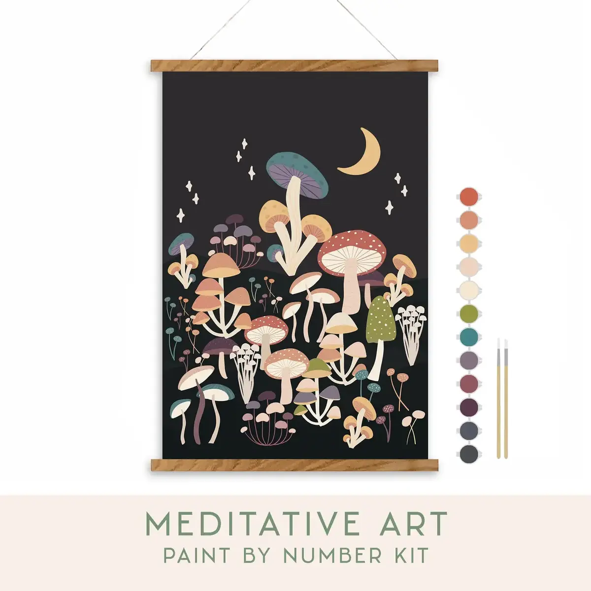 Night Mushrooms Meditative Art Paint By Number Kit 1