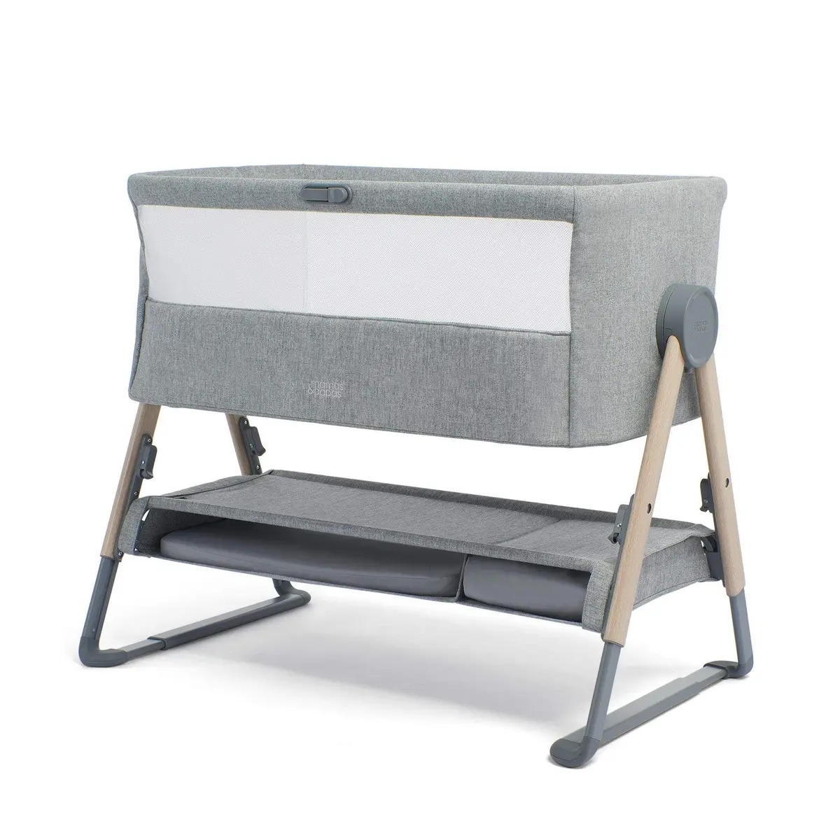 Mamas & Papas Lua Bedside Crib - Grey 1