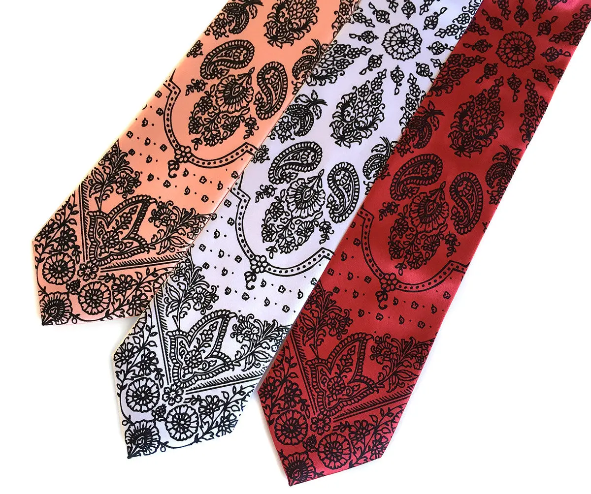 Bandana Print Silk Necktie. Paisley Cowboy Tie. 1