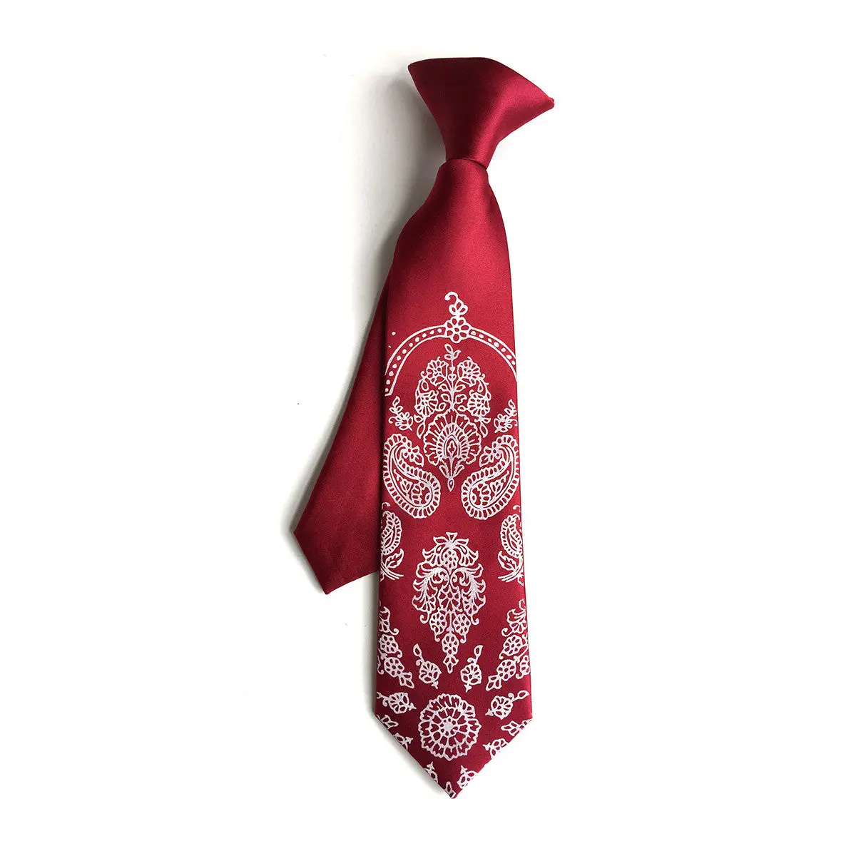 Bandana Print Kids Tie. Boys Clip-On Paisley Necktie. 1