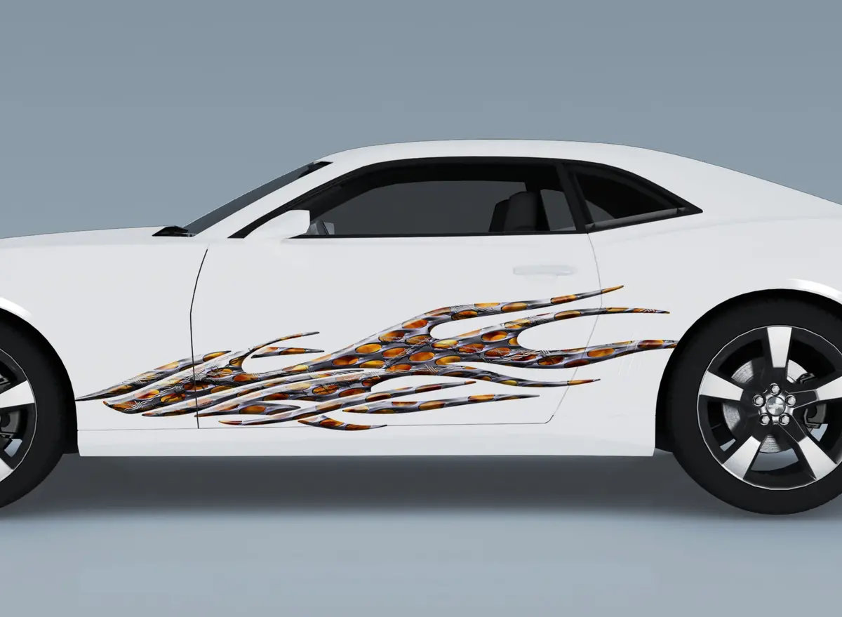 Barbwire Flames Graphic Decals For Car & Truck B763 1