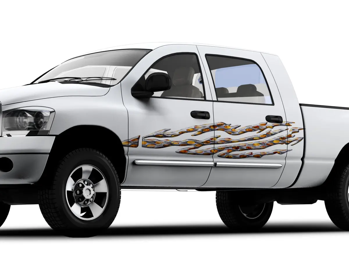 Barbwire Flames Decal Graphics For Sides Of Cars & Trucks B891 1