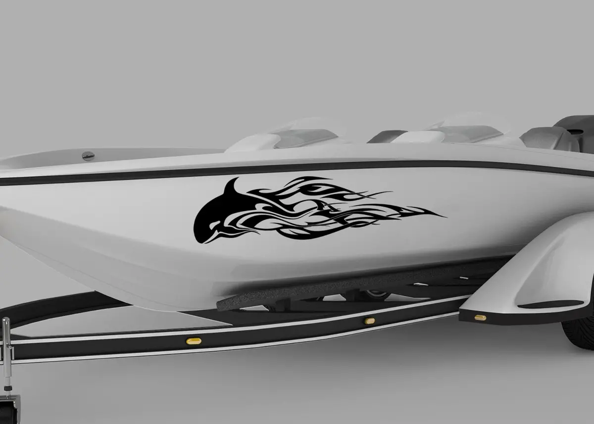Orca Killer Whales Flames Vinyl Boat Decal – Set Of 2 For Boats 1