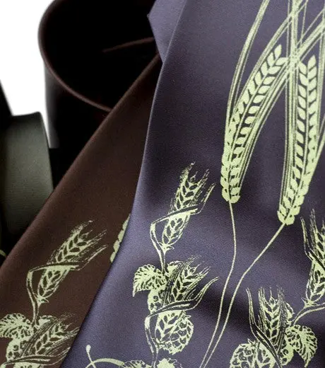Beer Necktie. Hops & Wheat Print Tie 1