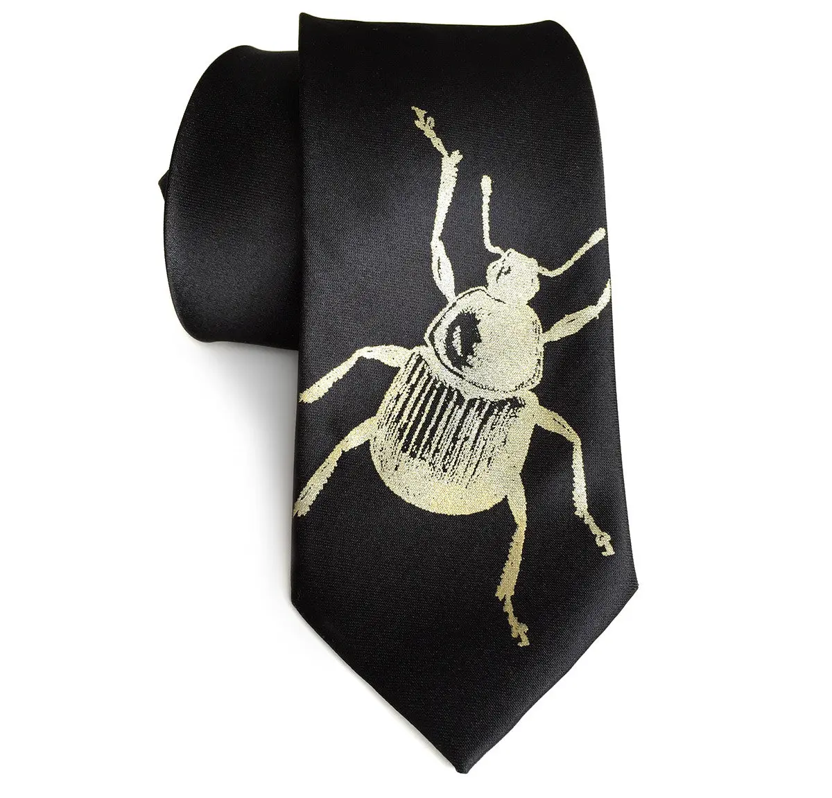 Beetle Print Silk Necktie 1