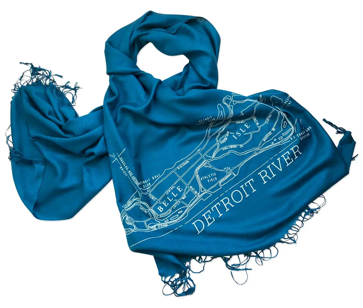 Detroit Map Scarf, Belle Isle Bamboo Pashmina 1