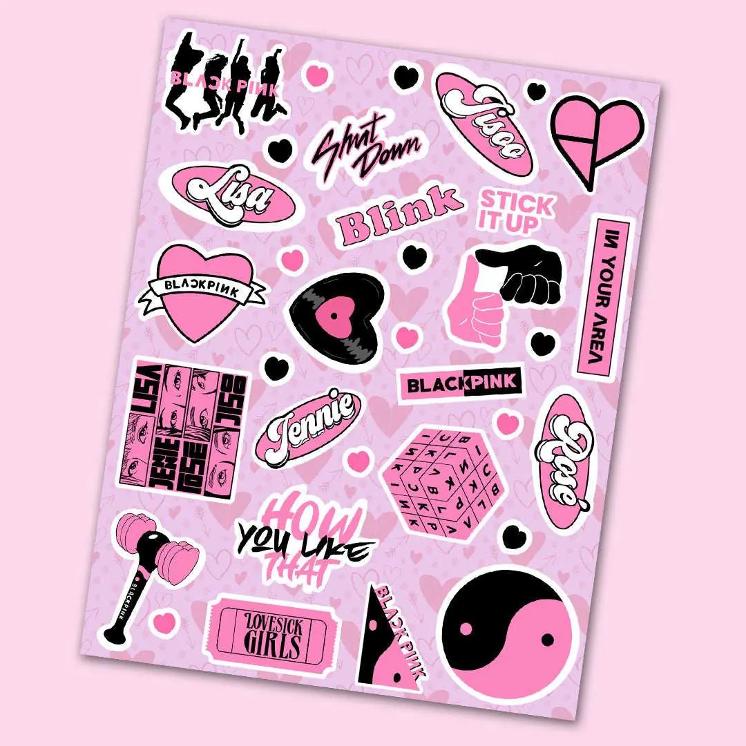 Black Pink Mini Stickers Sheet 1