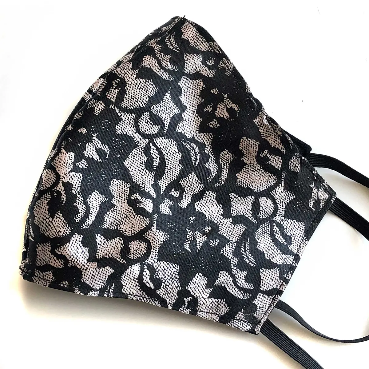 Lace Print Face Mask, Boudoir Lace Adjustable Fabric Face Cover 1
