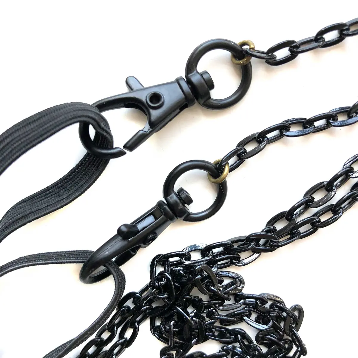 Black Mask Chain. Mask Holder Necklace, Small Cable Chain Mask Leash 1