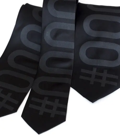Hexadecimal Code Silk Necktie. Black Tie #000000. 2