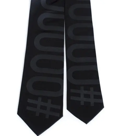 Hexadecimal Code Silk Necktie. Black Tie #000000. 1