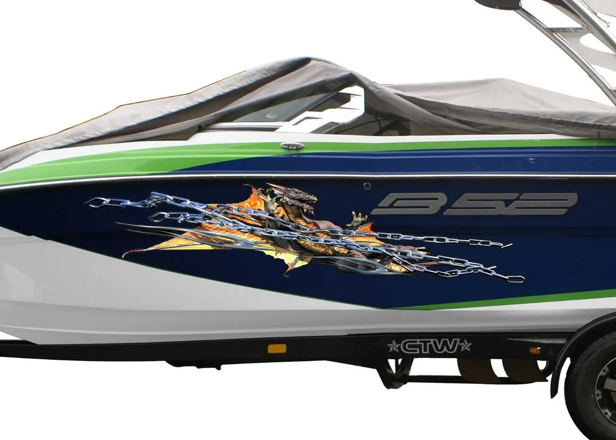 Chained Dragon Vinyl Decals For Boats 2