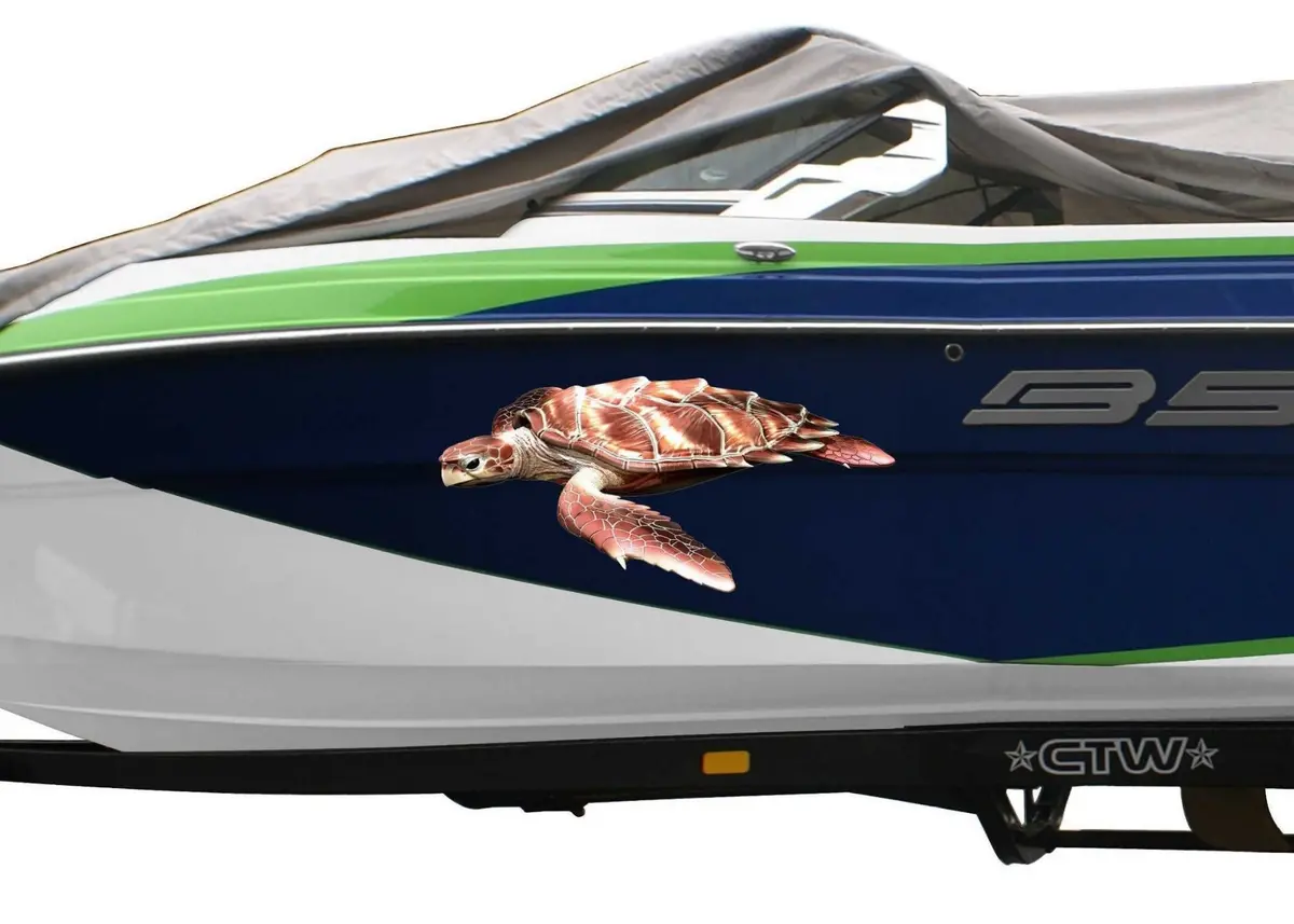Sea Turtle Boat Decal – Set Of 2 For Boats & Watercraft 2