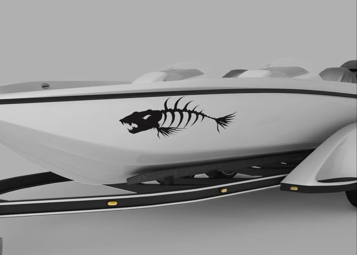 Monster Fish Bones Vinyl Cut Boat Decals 1