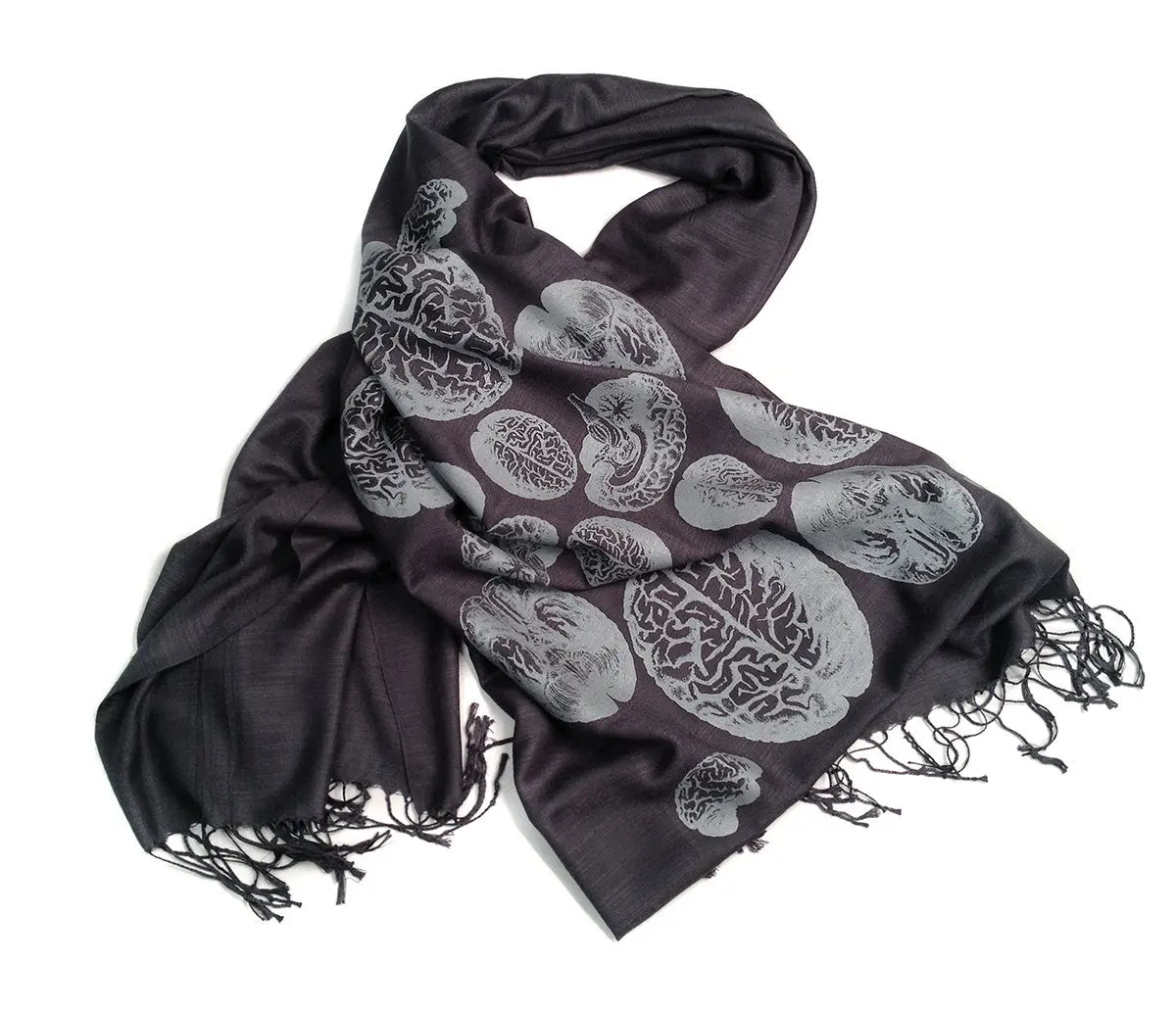 Anatomical Brain Scarf. Brainstorming Linen-Weave Pashmina 1