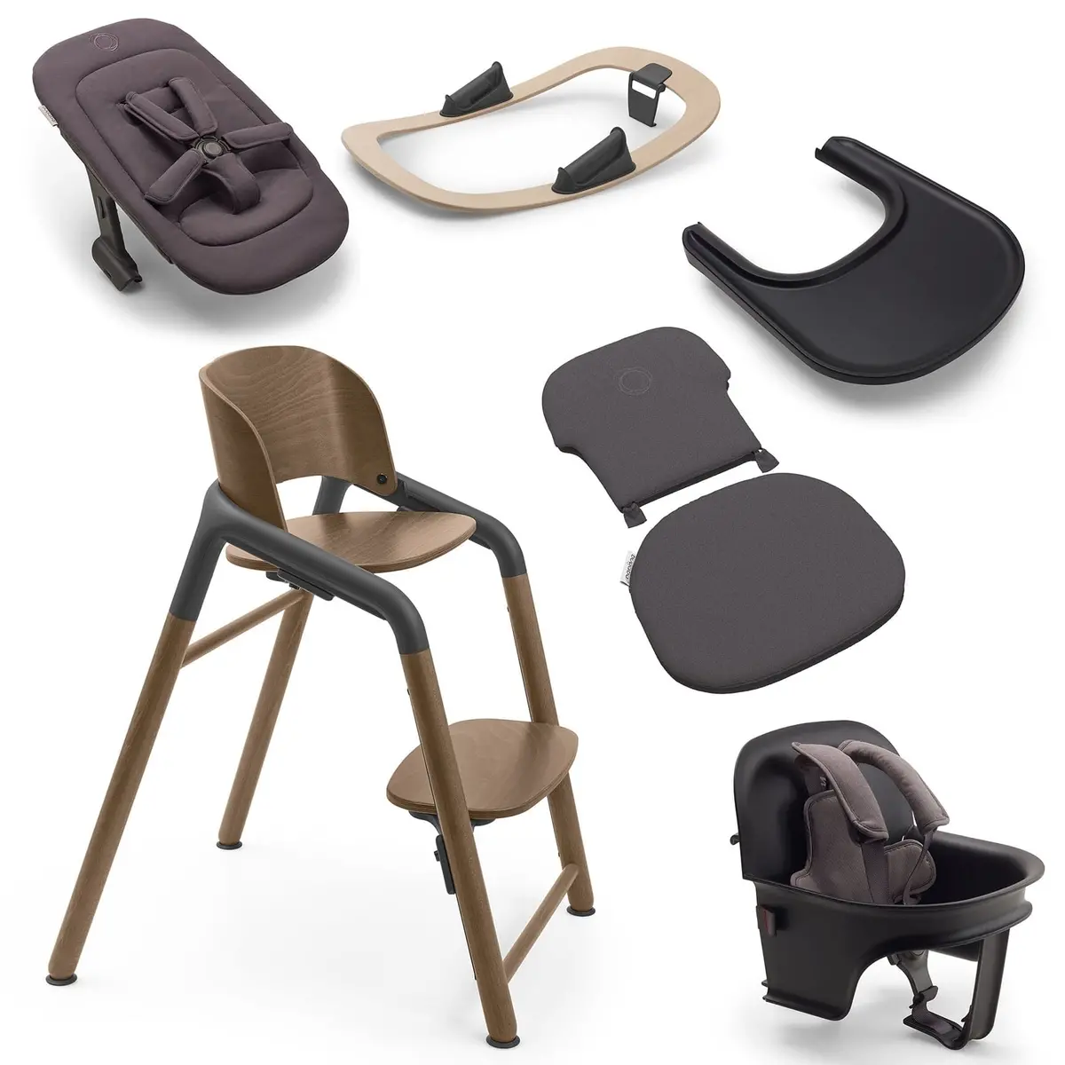 Bugaboo Giraffe Highchair Complete Newborn Bundle - Wood Grey 1