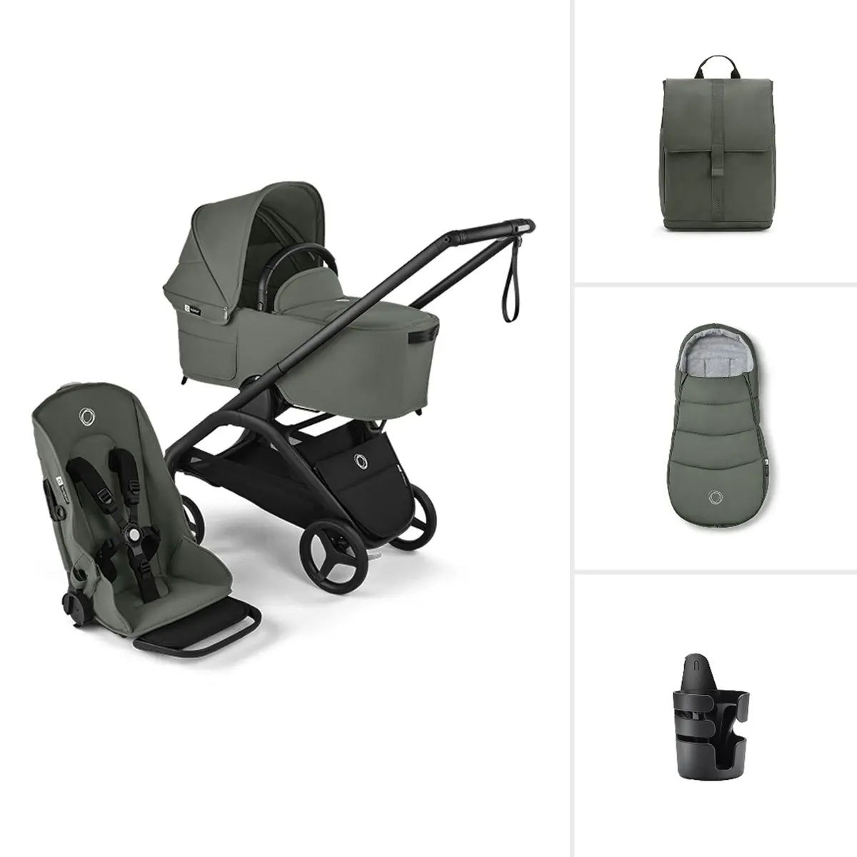 Bugaboo Dragonfly Essential Bundle - Black/Forest Green 1