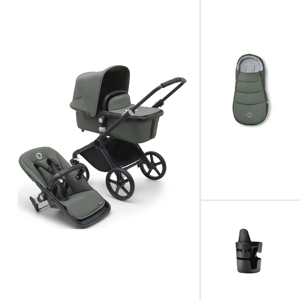 Bugaboo Fox Cub Essential Bundle - Black/Forest Green 1