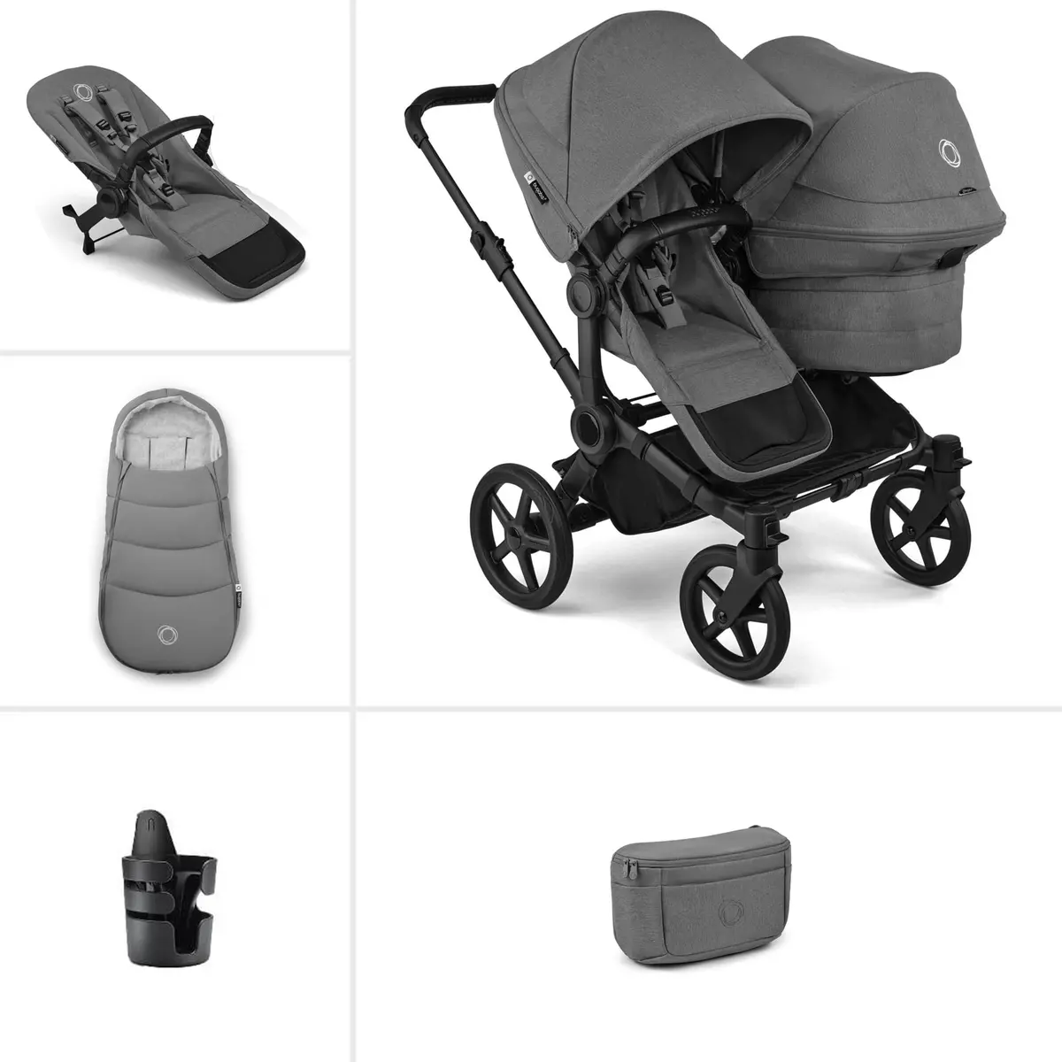 Bugaboo Donkey 6 Double Essential Bundle - Moon Grey 1