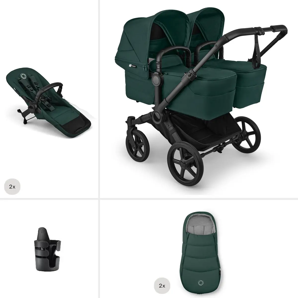 Bugaboo Donkey 6 Twin Essential Bundle - Fern Green 1