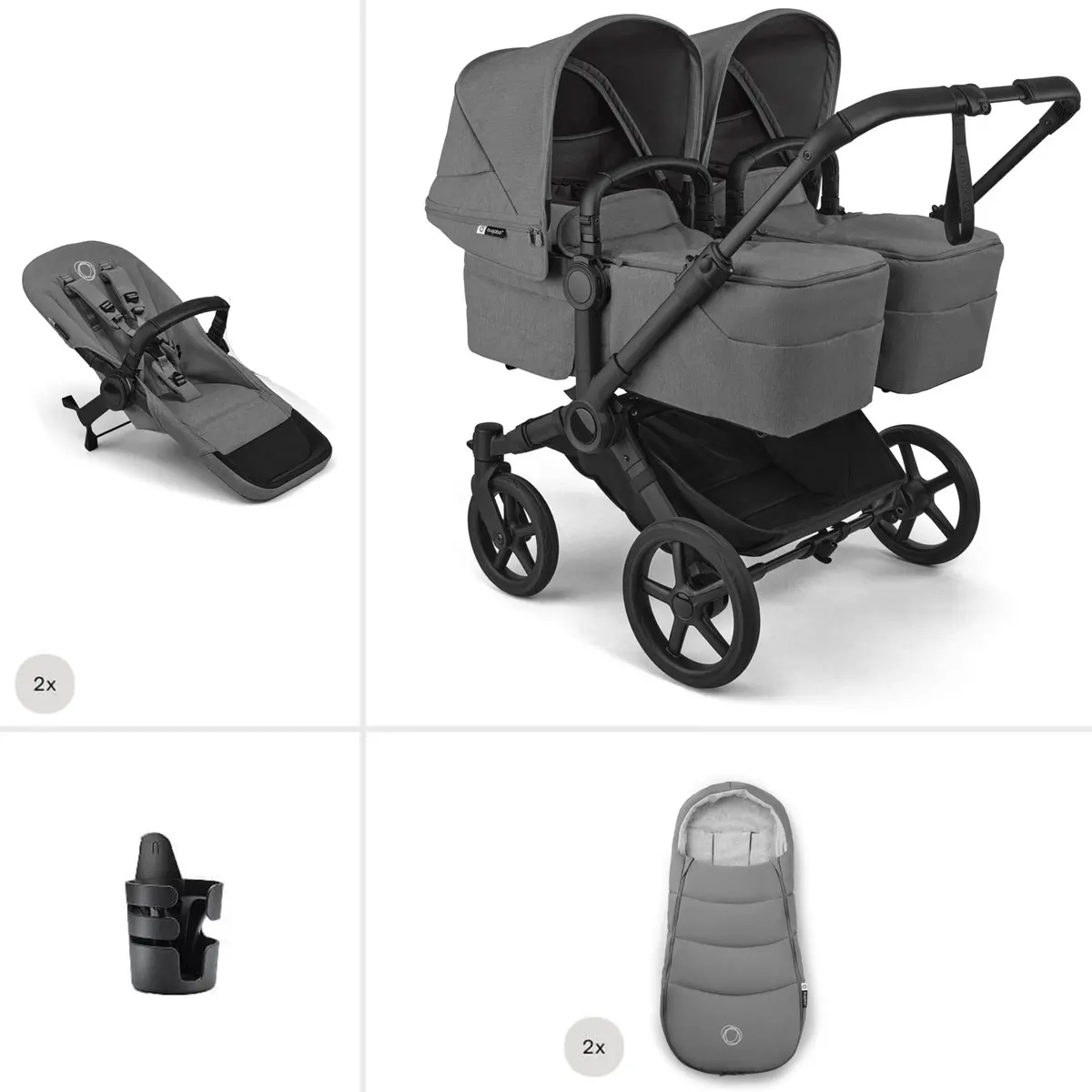 Bugaboo Donkey 6 Twin Essential Bundle - Moon Grey 1