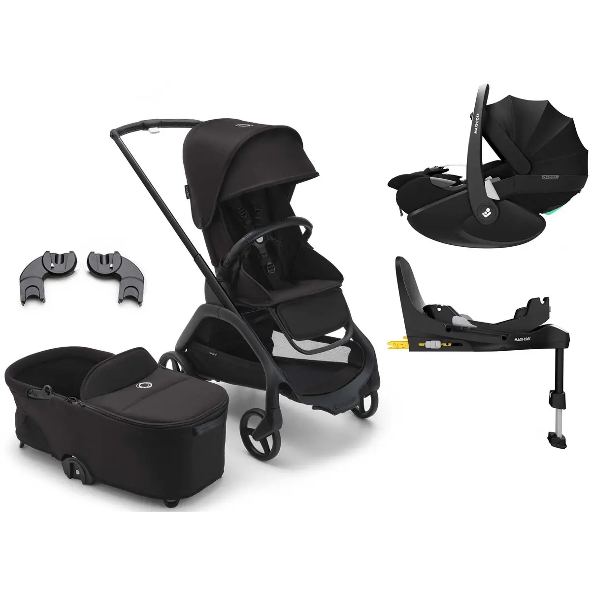 Bugaboo Dragonfly Pebble 360 Pro V2 Travel System - Black/Midnight Black 1