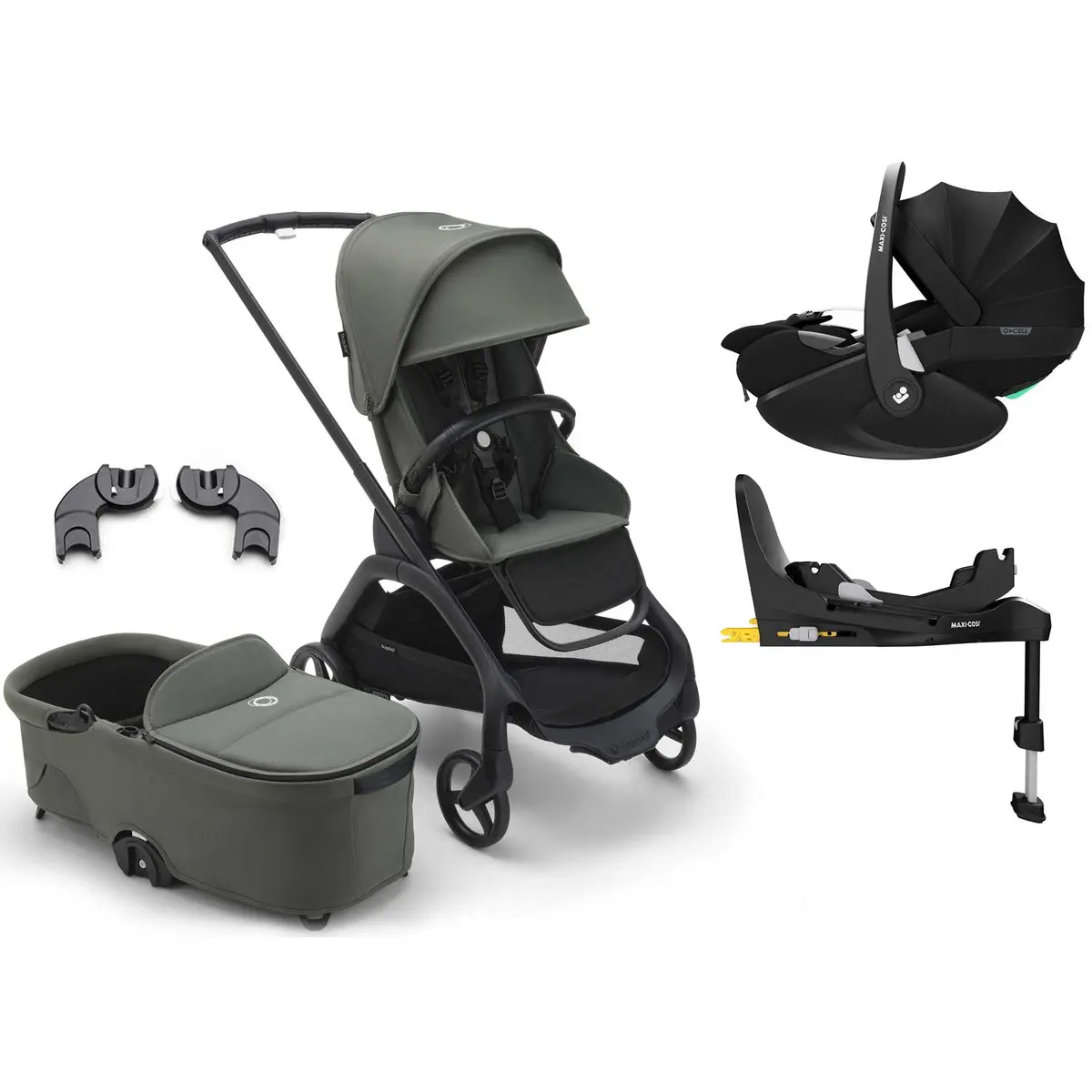 Bugaboo Dragonfly Pebble 360 Pro V2 Travel System - Black/Forest Green 1