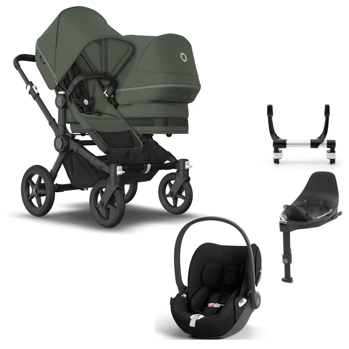 Bugaboo Donkey 5 Duo Complete Cloud T Travel System - Forest Green 1