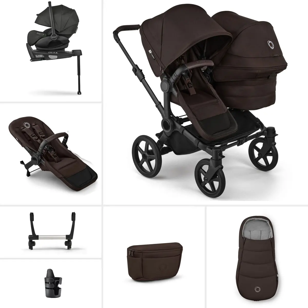 Bugaboo Donkey 6 Double Ultimate Newborn Bundle - Cocoa Brown 1