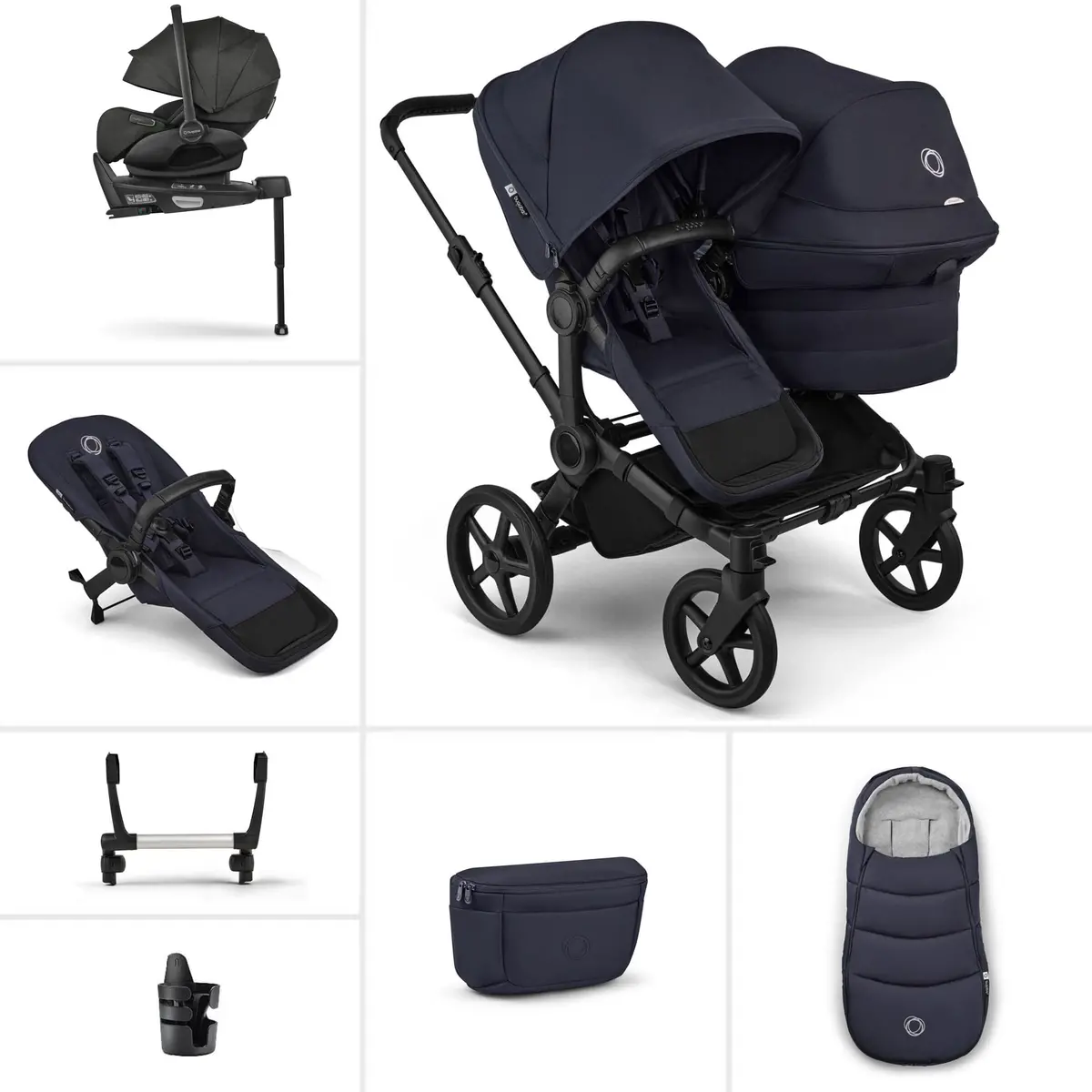 Bugaboo Donkey 6 Double Ultimate Newborn Bundle - Deep Indigo 1