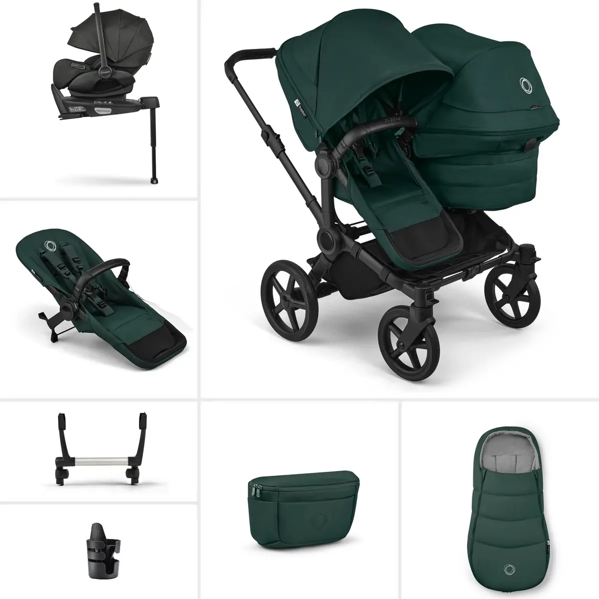 Bugaboo Donkey 6 Double Ultimate Newborn Bundle - Fern Green 1