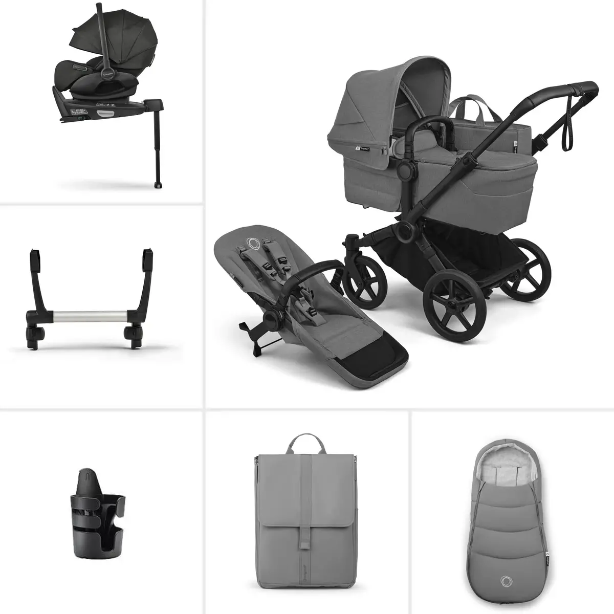 Bugaboo Donkey 6 Single Ultimate Newborn Bundle - Moon Grey 1