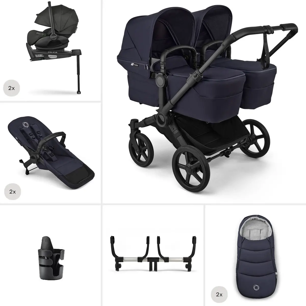 Bugaboo Donkey 6 Twin Ultimate Newborn Bundle - Deep Indigo 1