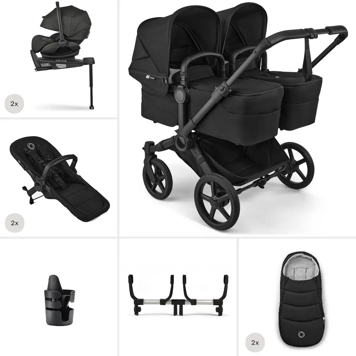 Bugaboo Donkey 6 Twin Ultimate Newborn Bundle - Heritage Black 1