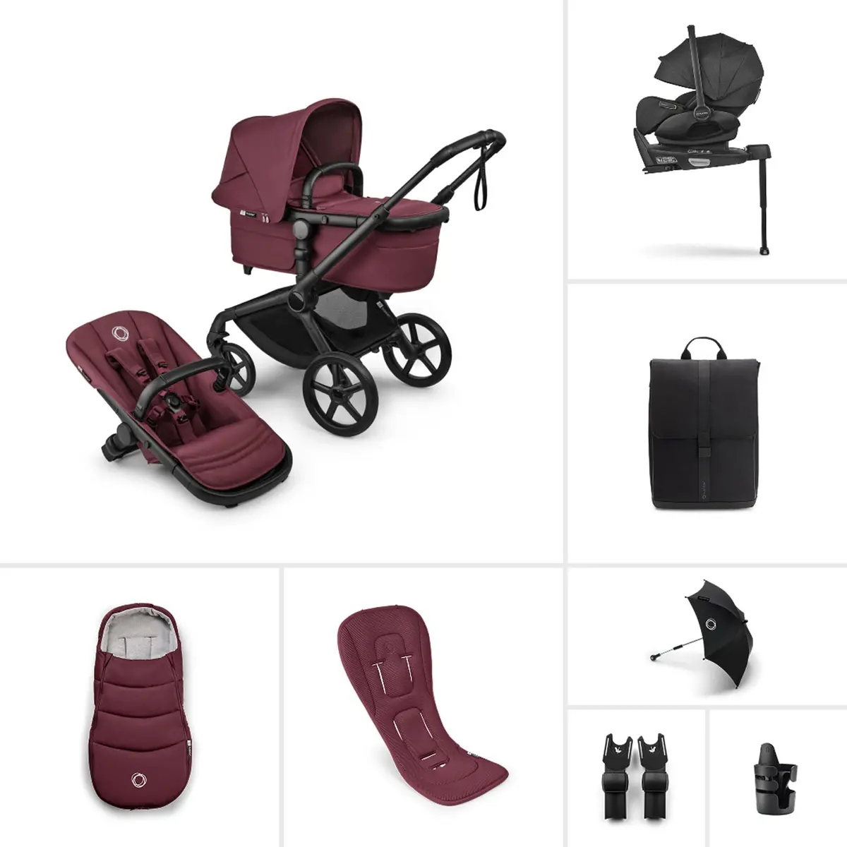 Bugaboo Fox 5 Renew Ultimate Newborn Bundle - Dark Cherry 1