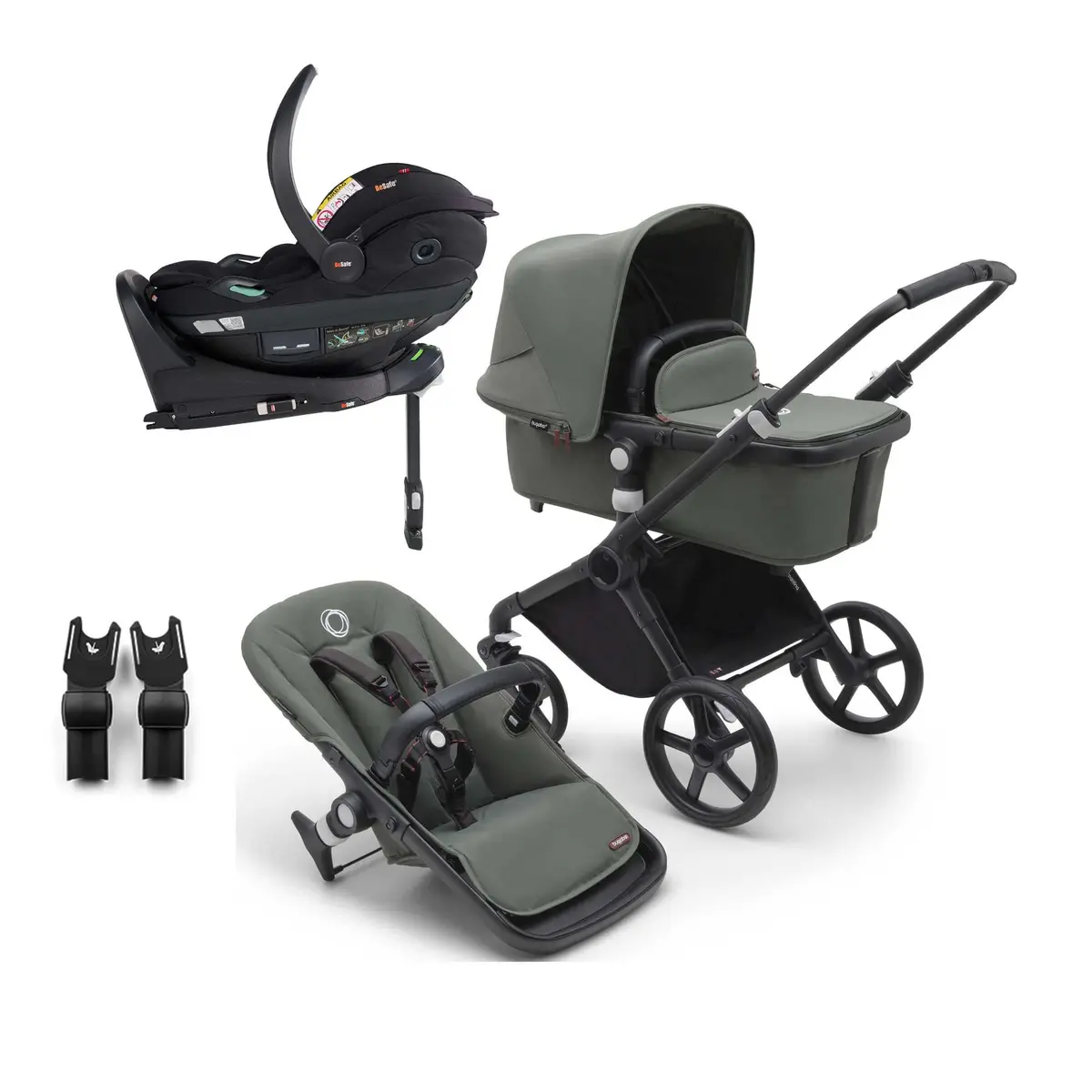 Bugaboo Fox Cub Besafe Travel System - Black/Forest Green 1
