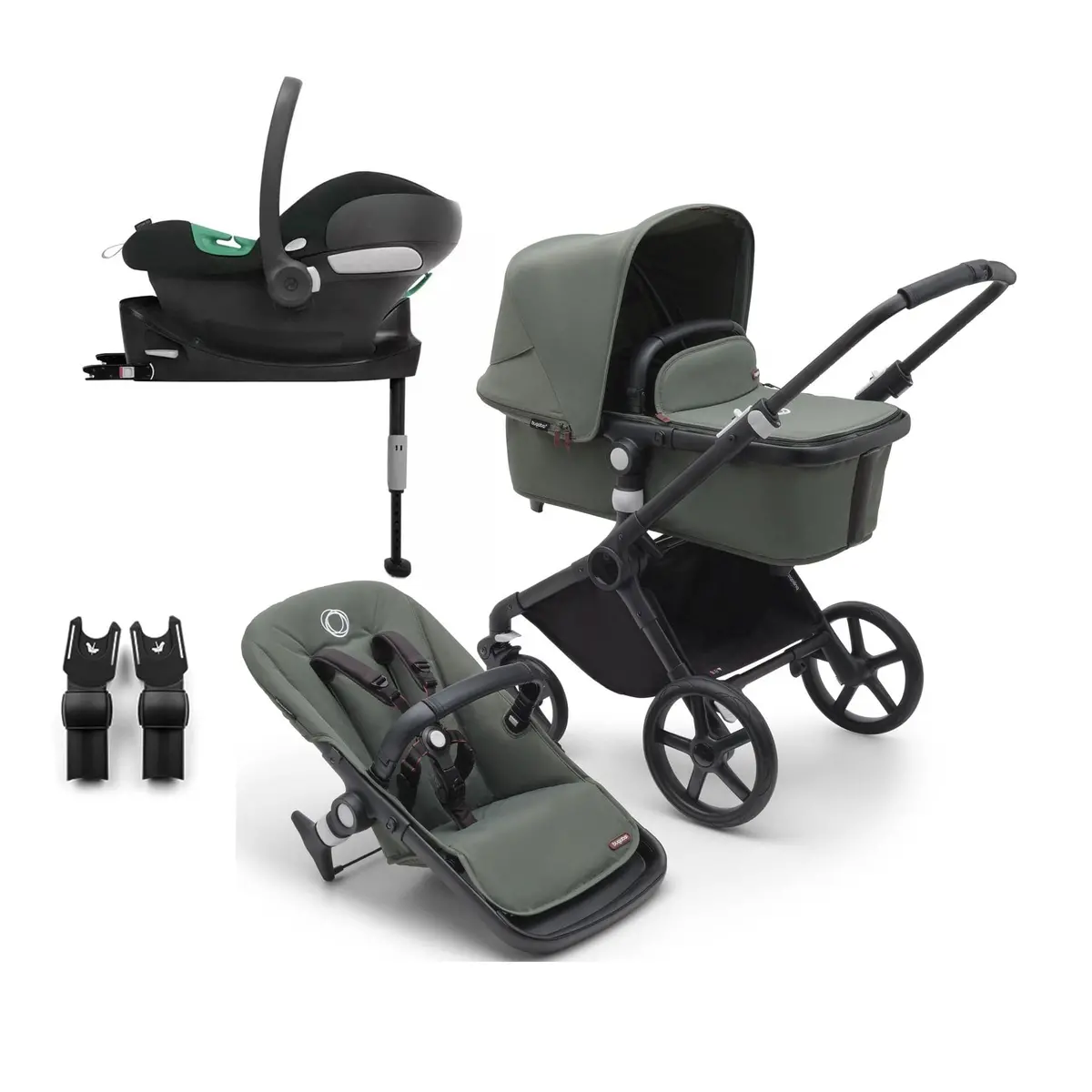 Bugaboo Fox Cub Cybex Travel System - Black/Forest Green 1