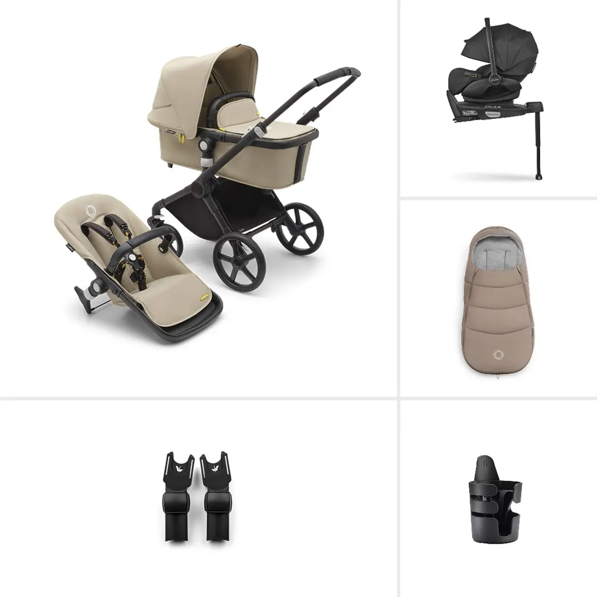 Bugaboo Fox Cub Ultimate Newborn Bundle - Black/Desert Beige 1