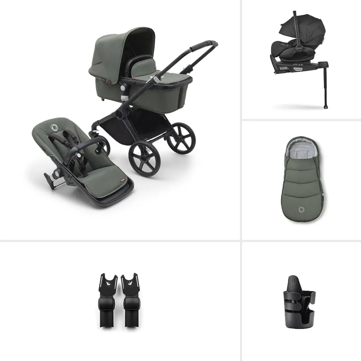 Bugaboo Fox Cub Ultimate Newborn Bundle - Black/Forest Green 1