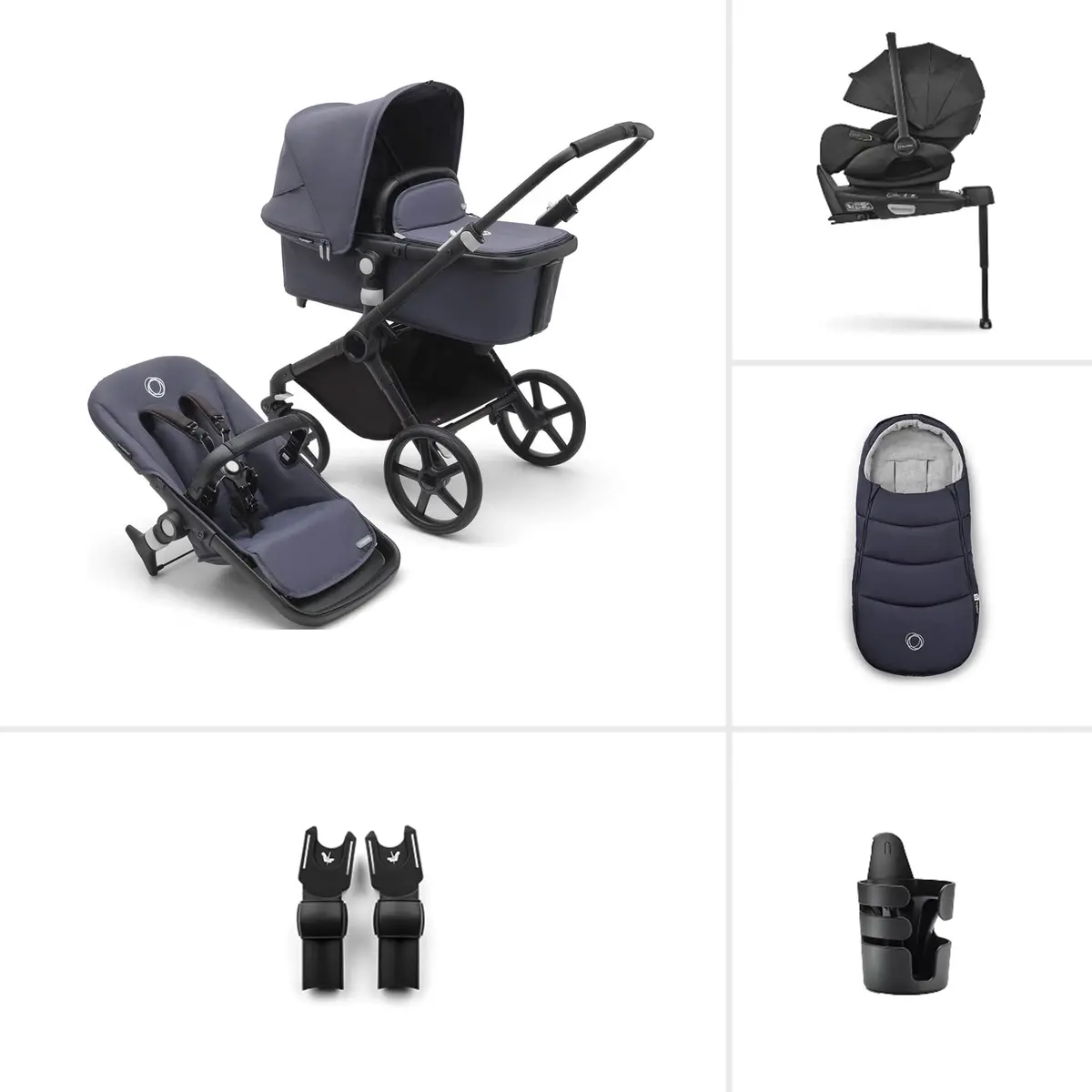 Bugaboo Fox Cub Ultimate Newborn Bundle - Black/Stormy Blue 1