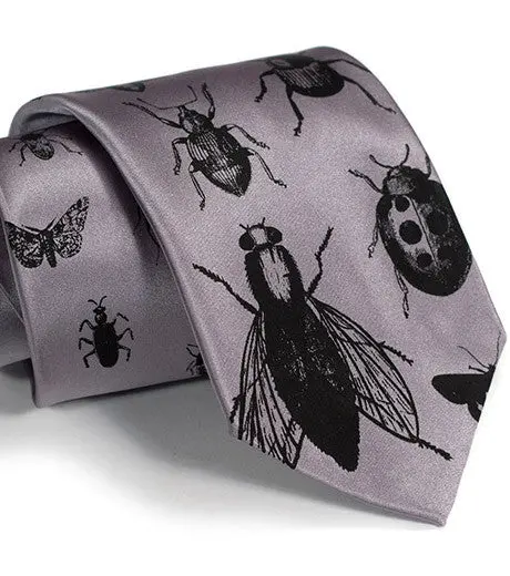 Insects Silk Necktie. Bug Print Tie 1
